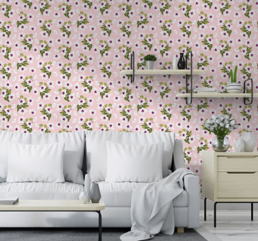 Hvide blomster tapet - TenStickers