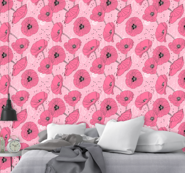 Lyserøde blomstermønstre blomster tapet - TenStickers