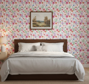Multifarvet blomster tapet - TenStickers