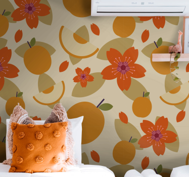Ornamental 70's pop blomster vintage tapet - TenStickers