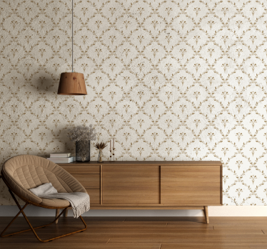 Sekskantet blomstermønster beige tapet - TenStickers